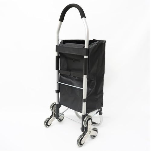 Heavy Duty 3 in 1 Shopping Cart, Foldable Hand Truck with 6 Wheels - color: Black