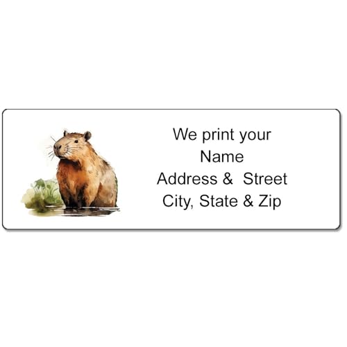 Stonehouse Collection Cute Capybara Return Address Labels – Self-Adhesive -| Perfect for Baby Showers & Invitations Adorable Address Stickers for Baby Showers 1 x 2.75 Inches, 90 Count (Capybarra) - color: Capybarra