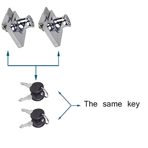 2 Pack Single Swing Glass Cabinet Showcase Door Lock Chrome Plated Display Glass Cabinet Lock Same Keys, Model 407-02 - color: Model 407-02