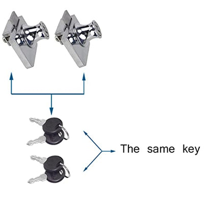 2 Pack Single Swing Glass Cabinet Showcase Door Lock Chrome Plated Display Glass Cabinet Lock Same Keys, Model 407-02 - color: Model 407-02