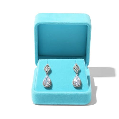 Blue Velvet Earring Jewelry Gift Box - color: Blue