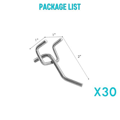 Pegboard Hooks Accessories 30pcs 2inch Metal Peg Board Tool Hangers(Silver) - color: Silver, size: 2 Inch