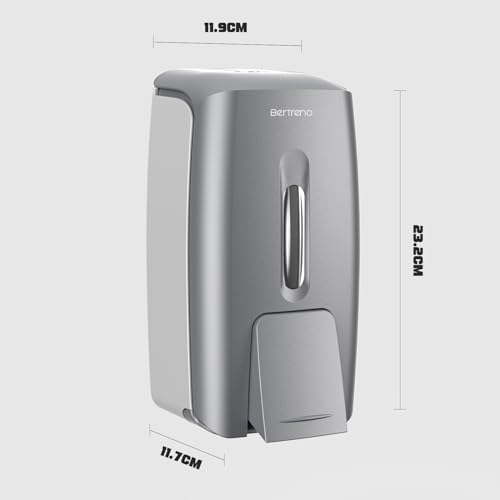 Commercial Soap Dispenser Wall Mount Manual Pump Hand Soap Dispenser 800ml Gel Liquid Hand Sanitizer Dispenser Self Adhesive for Home Bathroom (Silver) - color: Silver