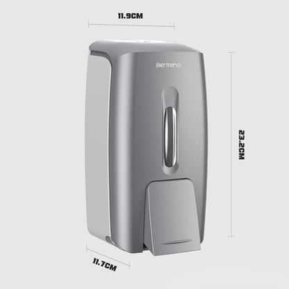 Commercial Soap Dispenser Wall Mount Manual Pump Hand Soap Dispenser 800ml Gel Liquid Hand Sanitizer Dispenser Self Adhesive for Home Bathroom (Silver) - color: Silver