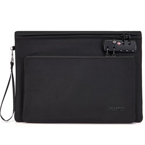 Notary Bag with Lock, Double layer Cash Bag, Notary Supplies, Valuable Storage Bag,Lock Bag travel safe - color: Black