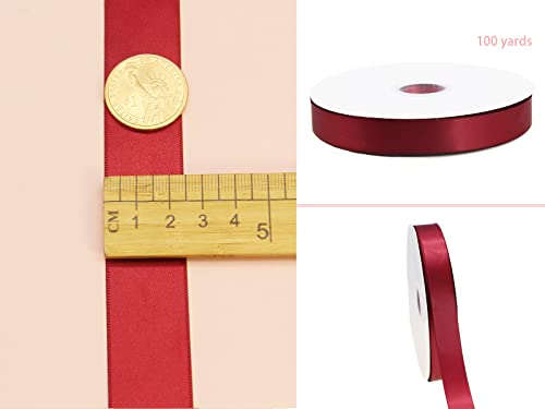 1" Maroon Double Face Satin Ribbon 100yd for Gifts & Weddings - color: Maroon, size: 1 inch