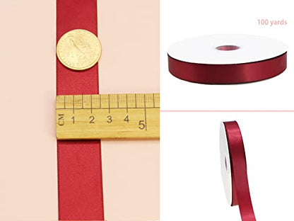 1" Maroon Double Face Satin Ribbon 100yd for Gifts & Weddings - color: Maroon, size: 1 inch