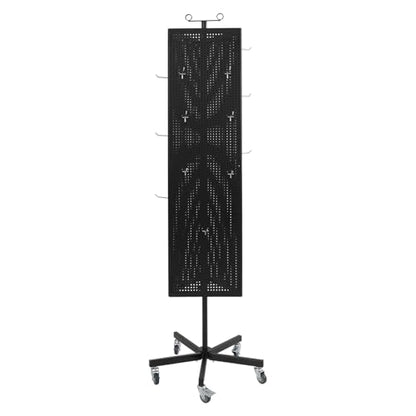 Triangular Metal Pegboard Panels Display with 20 Hooks, Black Pegboard Display Stand with Wheels, Jewelry Display Rack, Art Display Stand for Retail Shops, Boutiques