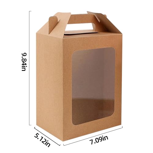 Enorteen 12 Pcs Kraft Paper Gift Bags with Transparent Window Gift Boxes for Bridal Shower Present Festivals Party