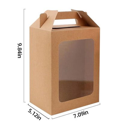 Enorteen 12 Pcs Kraft Paper Gift Bags with Transparent Window Gift Boxes for Bridal Shower Present Festivals Party