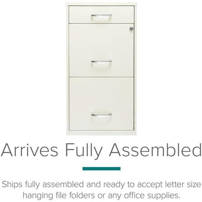 Pemberly Row 3 Drawers 27.32" Vertical White Metal Filing Cabinet Lockable Pre-Assembled Stationary Letter Size for Home, Office - color: White