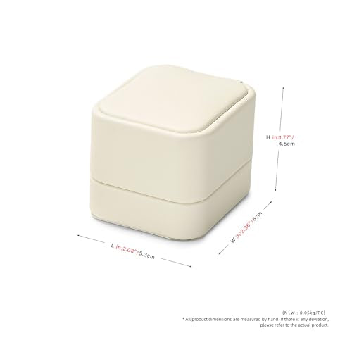 Beige PU Leather Proposal Engagement Ring Box Ring Gift Box - color: Beige Ring Box