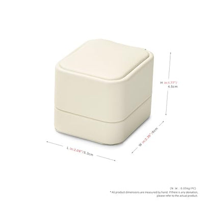 Beige PU Leather Proposal Engagement Ring Box Ring Gift Box - color: Beige Ring Box