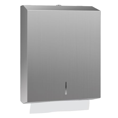 Stardrix Paper Towel Dispenser Wall Mount, Brushed Stainless Steel Commercial Paper Towel Holder with Lock, Large Capacity 400 C Fold/525 Multifold Towels - color: Brushed, size: 400 C Fold/525 Multi-Fold with Lock