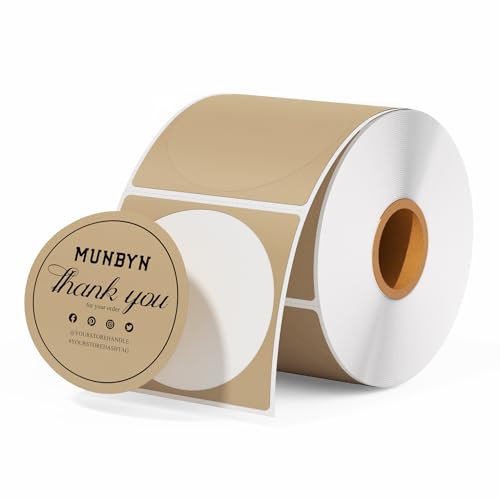 MUNBYN 2 Inch Brown Circle Thermal Labels for Logo, 750 Sheets/1 Roll - color: Brown, size: 2inch