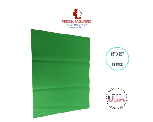 Groovy Green Tissue Paper Squares, Bulk 10 Sheets, Premium Gift Wrap and Art Supplies for Birthdays, Holidays, or Presents by Feronia packaging, Large 15 Inch x 20 Inch Made in USA - color: GroovyGreen