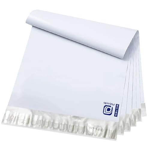 POLYSELLS 100 pcs 10x13 Inches White x Silver Poly Mailers Shipping Envelopes, Strong Adhesive Sealing, Waterproof, and Tear-resistant Postal Mailing Bags for Clothing, Books, and Accessories - size: 10"x13" 100 PCS
