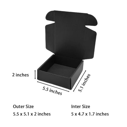 50 Pack 5.5x5.1x2 in Black Shipping Boxes - color: Black, size: 5.5x5.1x2 in