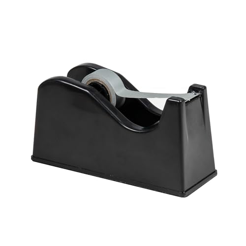 Desktop Tape Dispenser Adhesive Roll Holder (Fits 1" & 3" Core) with Weighted Nonskid Base (1P-Black) - color: 1p-black