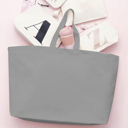Large Canvas Tote Bag Reusable Extra Big Grocery Bags - color: Grey