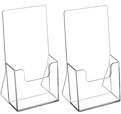 MaxGear Acrylic Brochure Holder, 4 Inch Countertop Pamphlets Holder, 2 Pack - size: 4"x8"-Square Corner Version