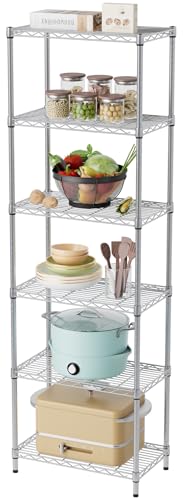 SINGAYE 6 Metal Shelves Wire Shelving Storage Shelf Adjustable Unit Pantry - color: Grey, size: 6 Tier 12"Dx22"Wx69.5"H
