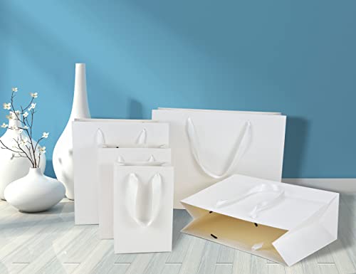HUAPRINT Medium Paper Gift Bags with Handles, White, 20 Pack, 10x4.5x11 IN - color: White, size: 10x4.5x11 Inch (Pack of 20)
