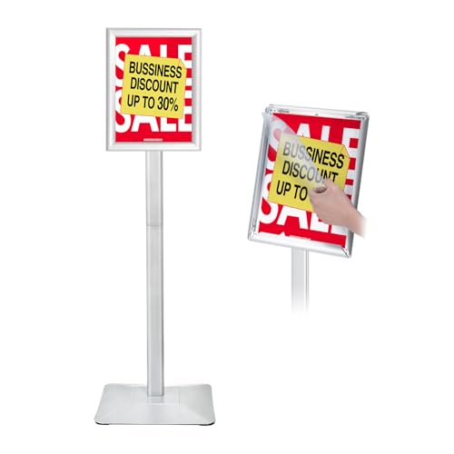 Heavy Duty Adjustable Pedestal Poster Sign Stand, Snap Open Signage Holder