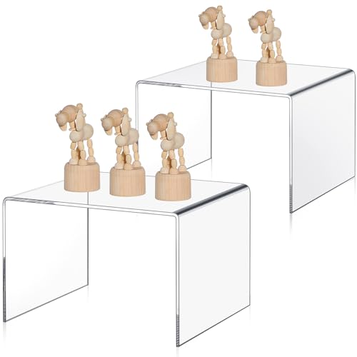RattanView 2 Pcs 8'', 10'' Large Clear Acrylic Shelf Riser, 5mm Thick - color: Clear, size: 8 Inch, 10 Inch, 5 mm