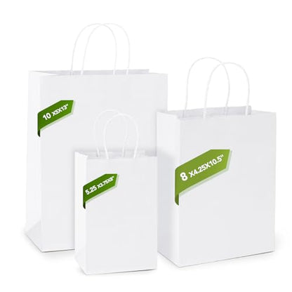 MESHA Gift Bags 5.25x3.75x8 100Pcs White Small Paper Bags with Handles Bulk - color: White 5.25x3.75x8 Inch, size: 5.25x3.75x8 Inch (Pack of 100)
