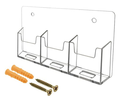 Marketing Holders 2 Pack Wall Business Card Holder with Hanging Hardware for 2" x 3.5" Vertical Gift Cards Clear Acrylic 3 Slot Display for Retail Stores and Tradeshows and Expos - size: Vertical Wall Triple