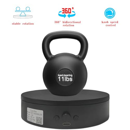 Rotating Display Stand with USB Power Cable,360 Degree Motorized Turntable 5.9" 11lbs Load, Spinning Display Stand for Jewelry, Turner Glitter Cups Photography and Display (5.9" black) - color: 5.9" black