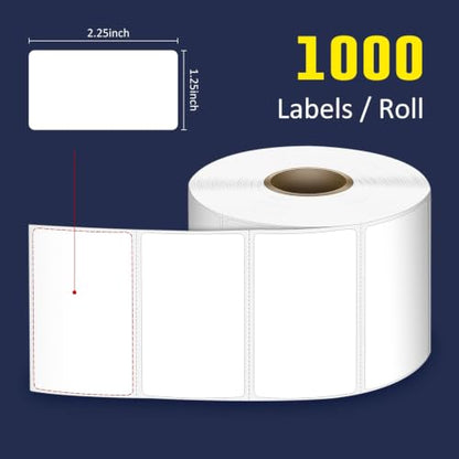 LLIKED 2.25" x 1.25" Direct Thermal Labels, 1000 Barcode Address Labels - size: 2.25"x1.25"-1 Roll