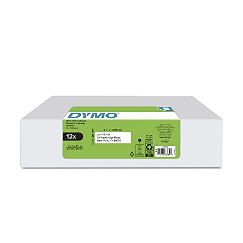 DYMO Authentic LW Mailing Address Labels for LabelWriter Label Printers, White, 1-1/8" x 3-1/2", 12 Rolls of 350 (4200 Total) - size: 12 Rolls, style: Small Mailing Address