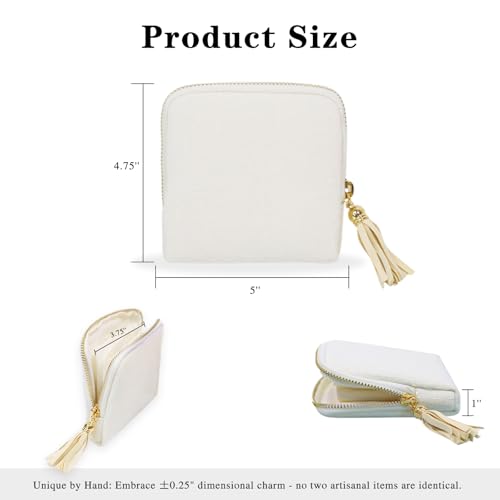 Stratalife Small Travel Jewelry Case, Velvet Storgae Pouch - color: White