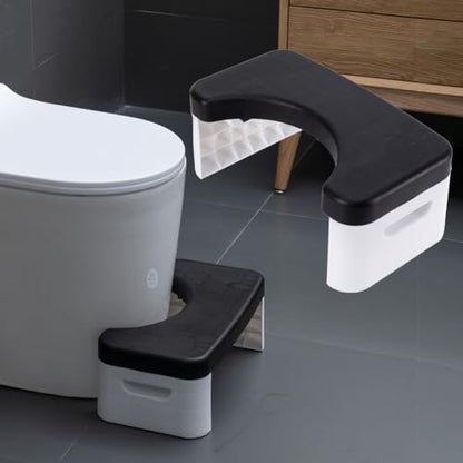 7 inch Folding Toilet Stool, Squatting Poop Stool, Bathroom Potty Step Stool, Toilet Assistance Steps, Step Stool, Fits All Toilets, Detachable ＆ Stackable, for Healthier Toilet Posture (Black) - color: Black