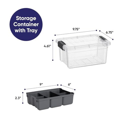 Superio Small Storage Container Organizing Bin with Removable Tray Plastic Tools, Sewing, Crafts Box, 3.5 Qt. - size: Mini 3.4 Qt. Deep