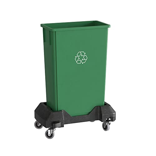 23 Gallon Green Recycle Slim Jim Trash Can with Dolly - color: Green Recycle, size: With Wheels, style: No Lid