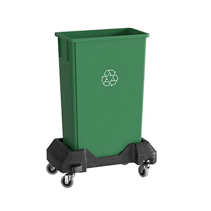 23 Gallon Green Recycle Slim Jim Trash Can with Dolly - color: Green Recycle, size: With Wheels, style: No Lid