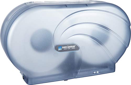 San Jamar R4090 Oceans Twin 9" Jumbo Bath Tissue Dispenser, 19" Width x 12" Height x 5-1/4" Depth, Arctic Blue - color: Arctic Blue, style: Oceans
