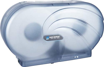 San Jamar R4090 Oceans Twin 9" Jumbo Bath Tissue Dispenser, 19" Width x 12" Height x 5-1/4" Depth, Arctic Blue - color: Arctic Blue, style: Oceans