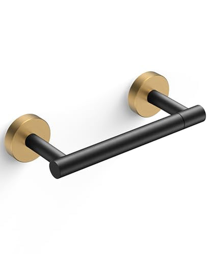 FORIOUS Commercial Toilet Paper Holder Wall Mount Bathroom Tissue Holder - color: Matte Black & Brushed Gold