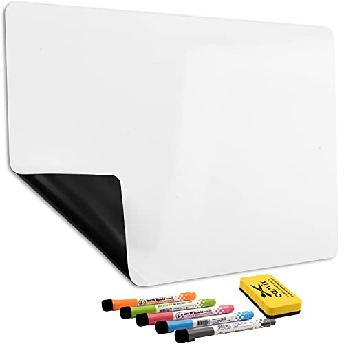 Magnetic Dry Erase Whiteboard for Refrigerator – Magnetized, Removable, Residue-Free Art and Memo Board for Home and Office – Magnetic Markers & Eraser Included (23 x 15 Inches) - size: 23"W x 15"H
