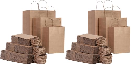 FACEBAG 180-Pack Brown Kraft Paper Bags with Handles Bulk, 3 Assorted Sizes Gift Bags，Grocery，Retail，Party，Birthday，Shopping，Business，Goody，CraftMerchandise Take Out Sacks - color: Brown, size: 90 count (Pack of 2)