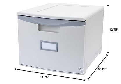 Storex Plastic One-Drawer File Cabinet – Locking Document Organizer for Home and Office, Gray, 1-Pack (61251B01C)