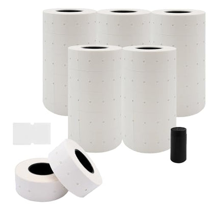 Motex 1 Line Labels - 25,000 White Blank Price and Date Gun Labels with 1 Ink Roll, Fits MX-5500 and Perco 1 Line Price and Date Guns - color: White, size: 25 Rolls + 1 Ink