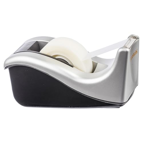 Scotch Desktop Tape Dispenser, Silvertech Two-Tone (C60-ST) - size: 1 Count (Pack of 1)