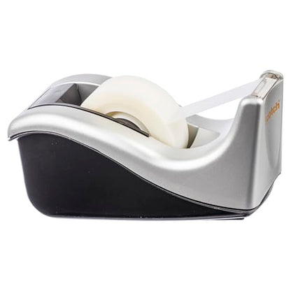 Scotch Desktop Tape Dispenser, Silvertech Two-Tone (C60-ST) - size: 1 Count (Pack of 1)