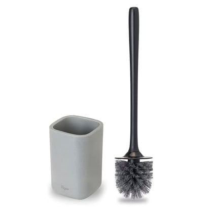 Vigar Zense Toilet Brush and Holder Set, Polyresin Stone, Concrete - color: Concrete