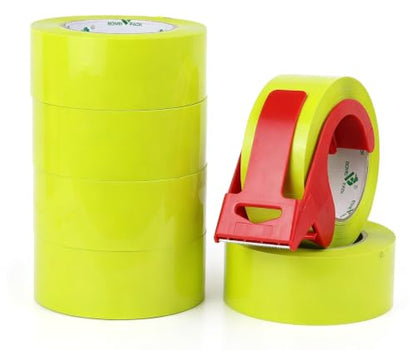 BOMEI PACK Lemon Yellow Packing Tape, 6 Rolls Heavy Duty Packaging Tape for Shipping Packaging Moving Sealing, 1.88 inches Wide, 110 Yards Per Roll, Total 660 Yards - color: Light Yellow